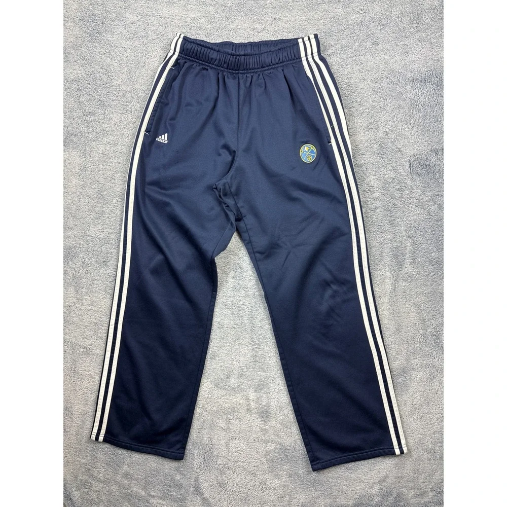 Adidas Youth L Navy Blue Denver Nuggets Track Pants 3-Stripe Fleece 9597A12 NBA